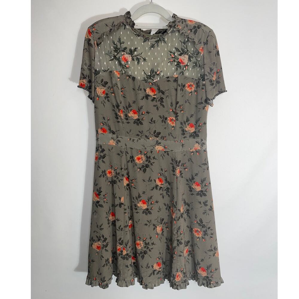 The Kooples 100% Silk Floral Dress - Women's Size M - Lace & Beading Detail